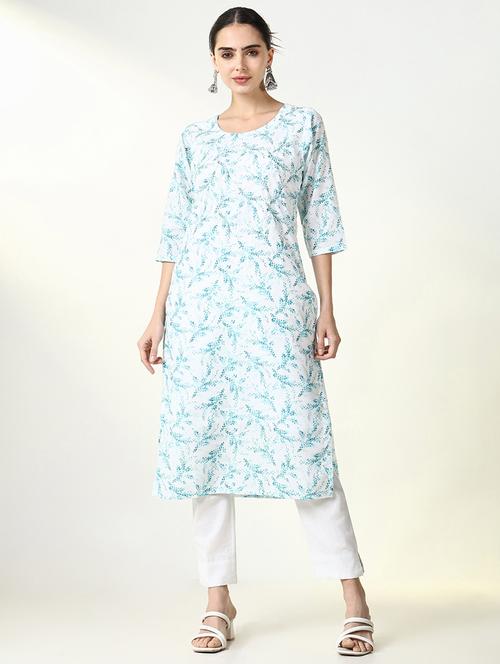 women printed three quarter sleeve straight kurta - 21661555 - Standard Image - 0