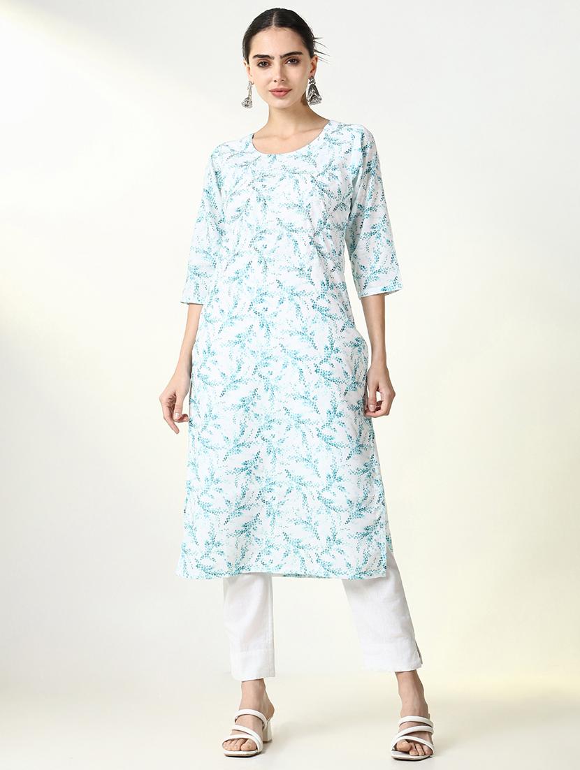 women printed three quarter sleeve straight kurta - 21661555 - Zoom Image - 0