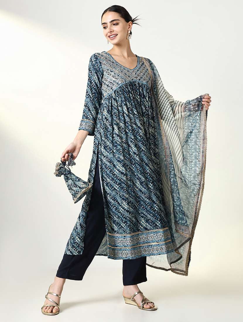 women printed kurta pant set with dupatta - 21661585 -  Standard Image - 1