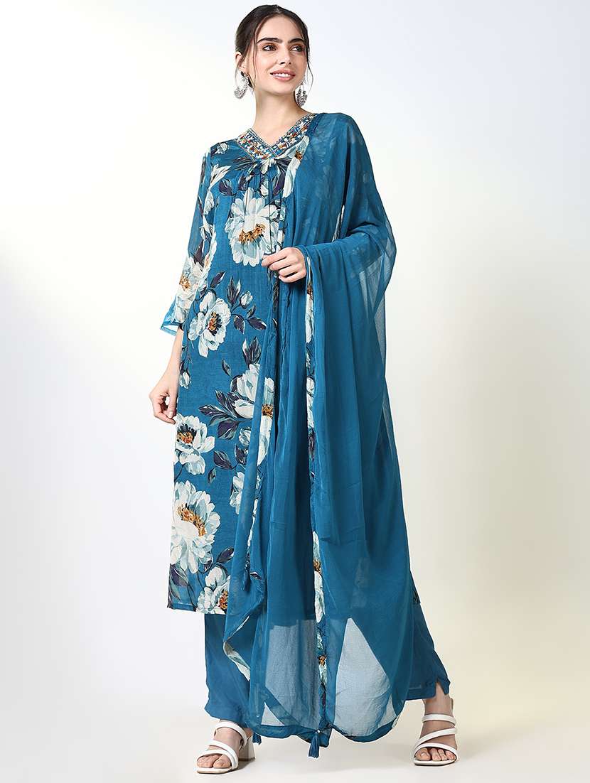 women floral kurta pant set with dupatta
