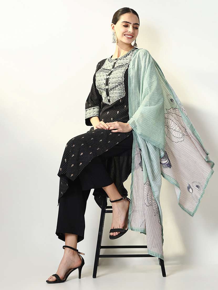 women printed kurta palazzo set with dupatta - 21661594 -  Standard Image - 1