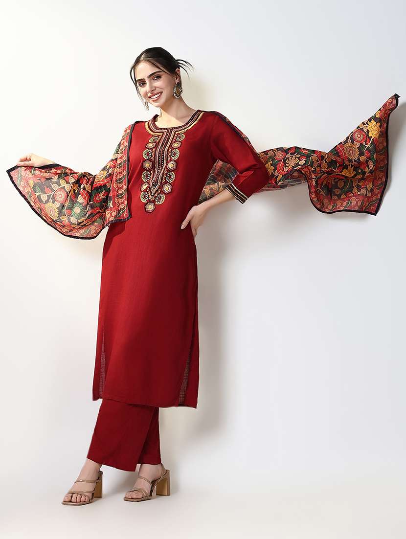 women embroidered kurta pant set with dupatta - 21661603 -  Standard Image - 1