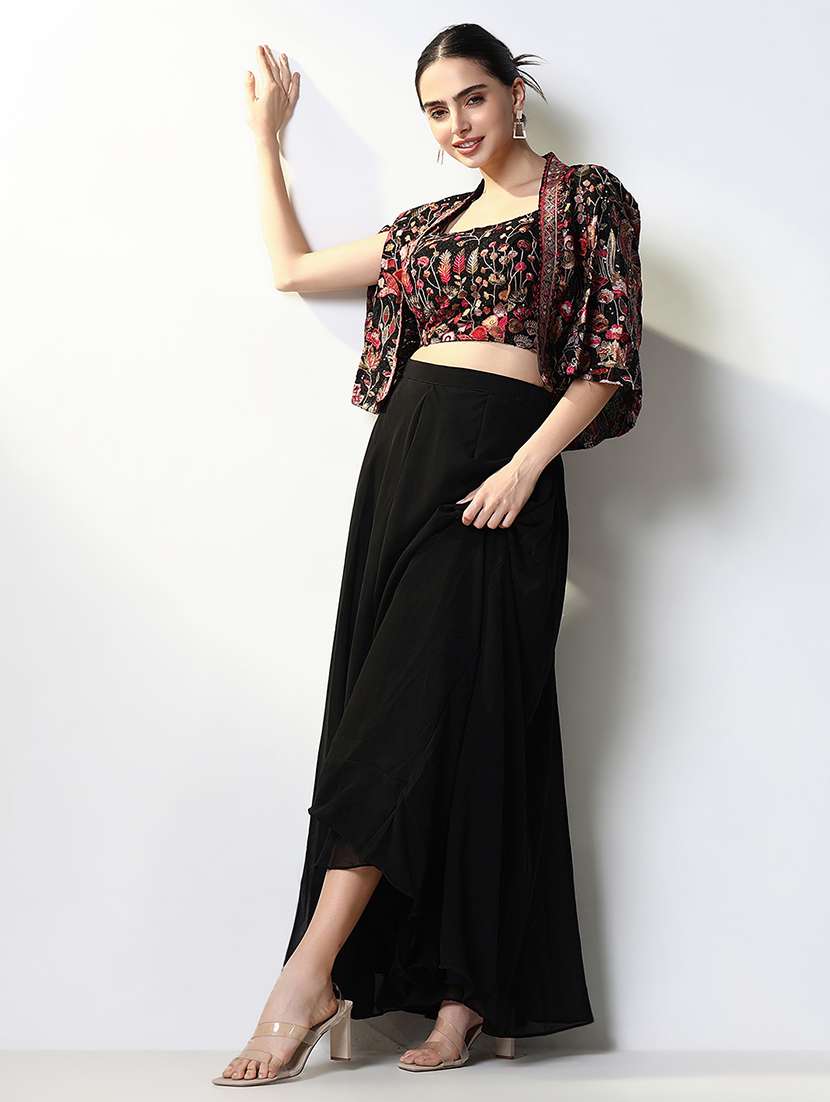 women embroidered skirt top set with jacket - 21661617 -  Standard Image - 1