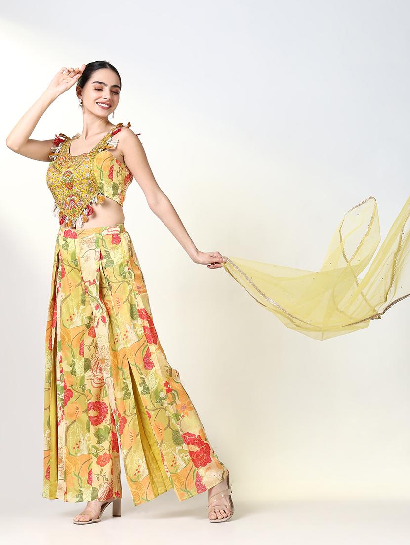 women floral printed sleeveless fusion set - 21661640 - Standard Image - 1