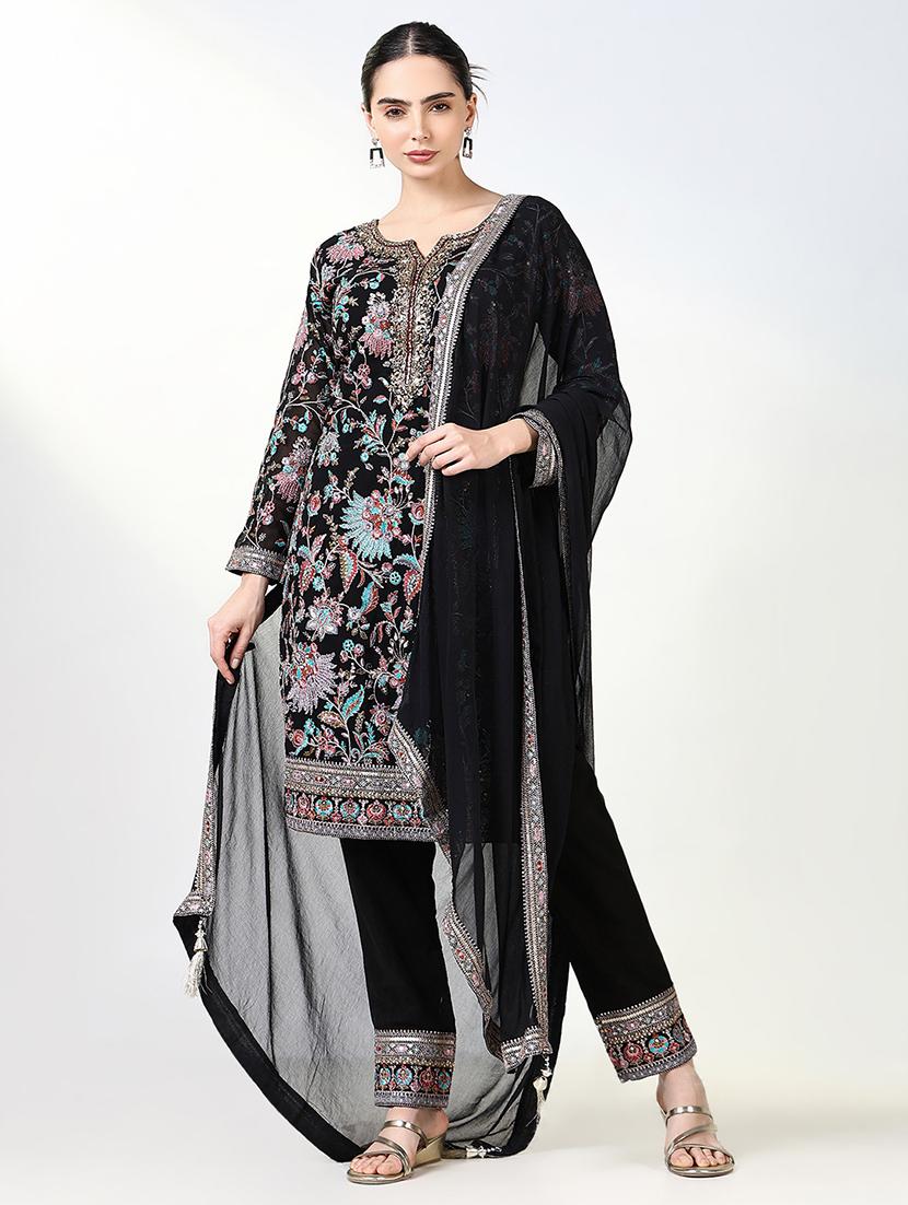 women embroidered long sleeve kurta pant with dupatta set - 21661649 -  Zoom Image - 0