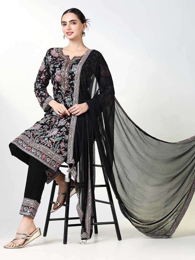 women embroidered long sleeve kurta pant with dupatta set - 21661649 - Standard Image - 4