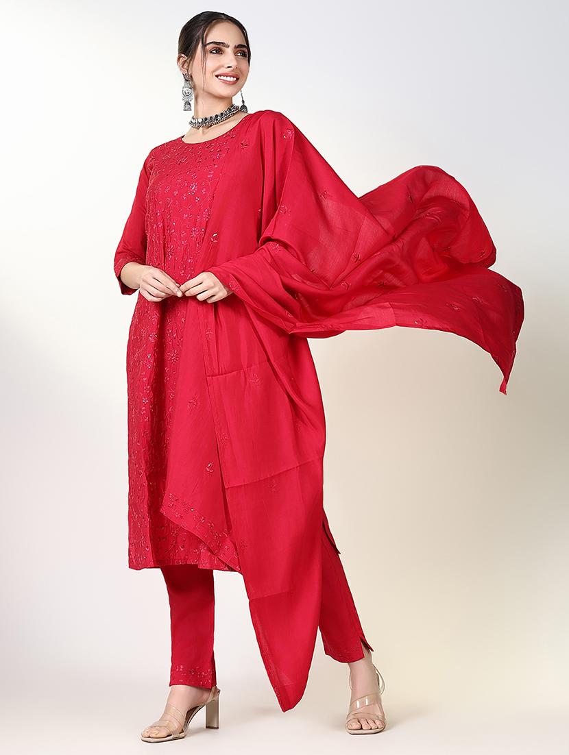 women embroidered kurta pant set with dupatta - 21661659 -  Standard Image - 1