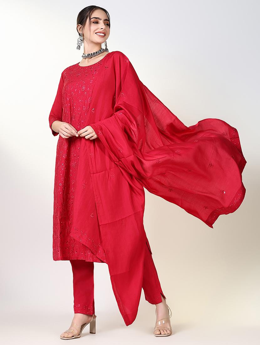 women embroidered kurta pant set with dupatta - 21661659 - Standard Image - 4