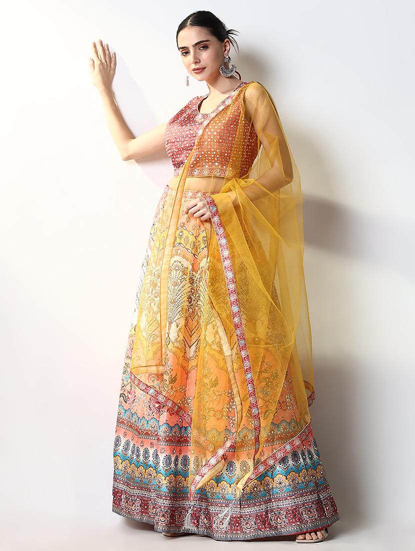 women floral flared lehenga choli with dupatta - 21661692 - Standard Image - 1
