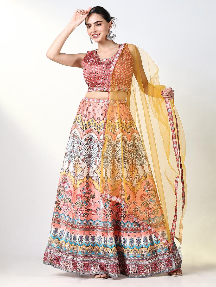 women floral flared lehenga choli with dupatta - 21661692 - Standard Image - 4