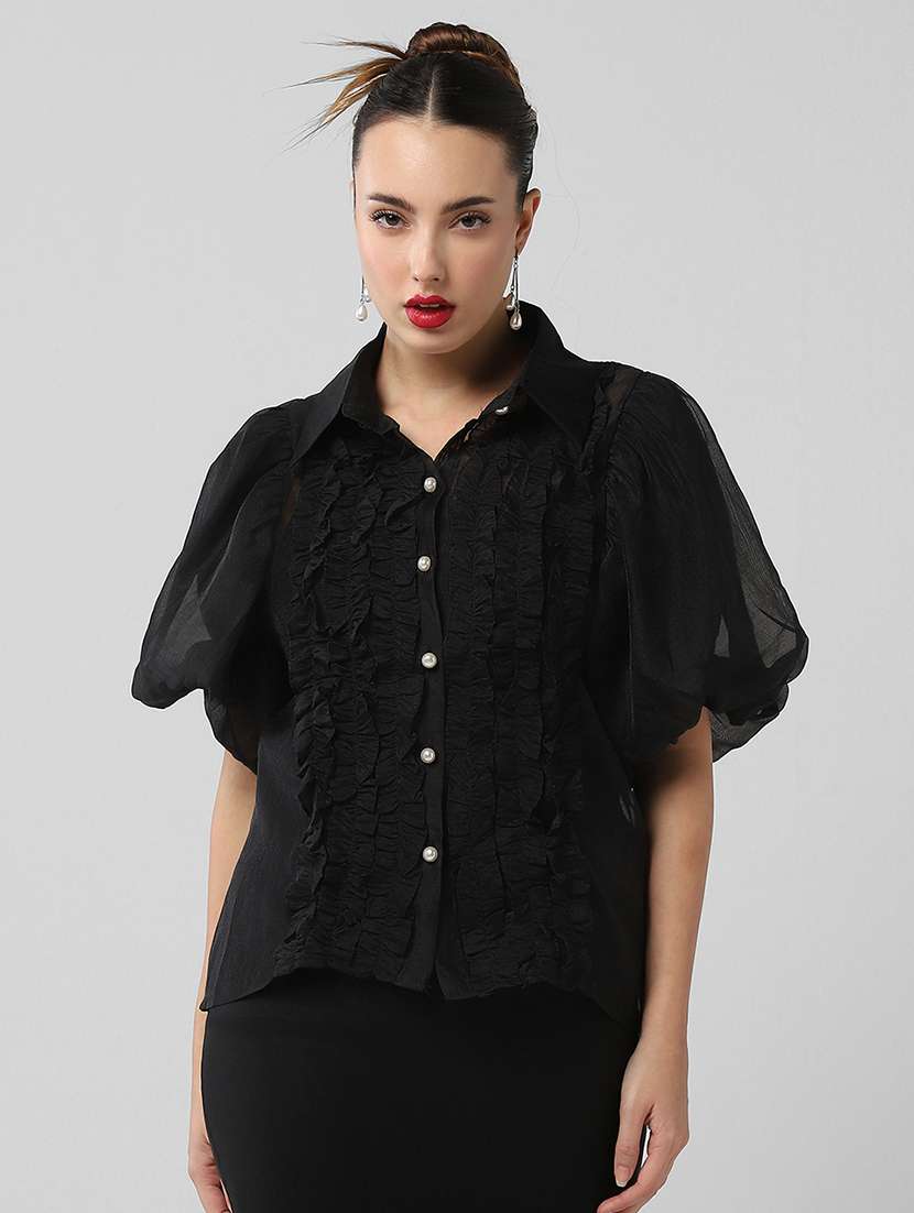 women solid collared shirt with slip - 21661701 -  Zoom Image - 0