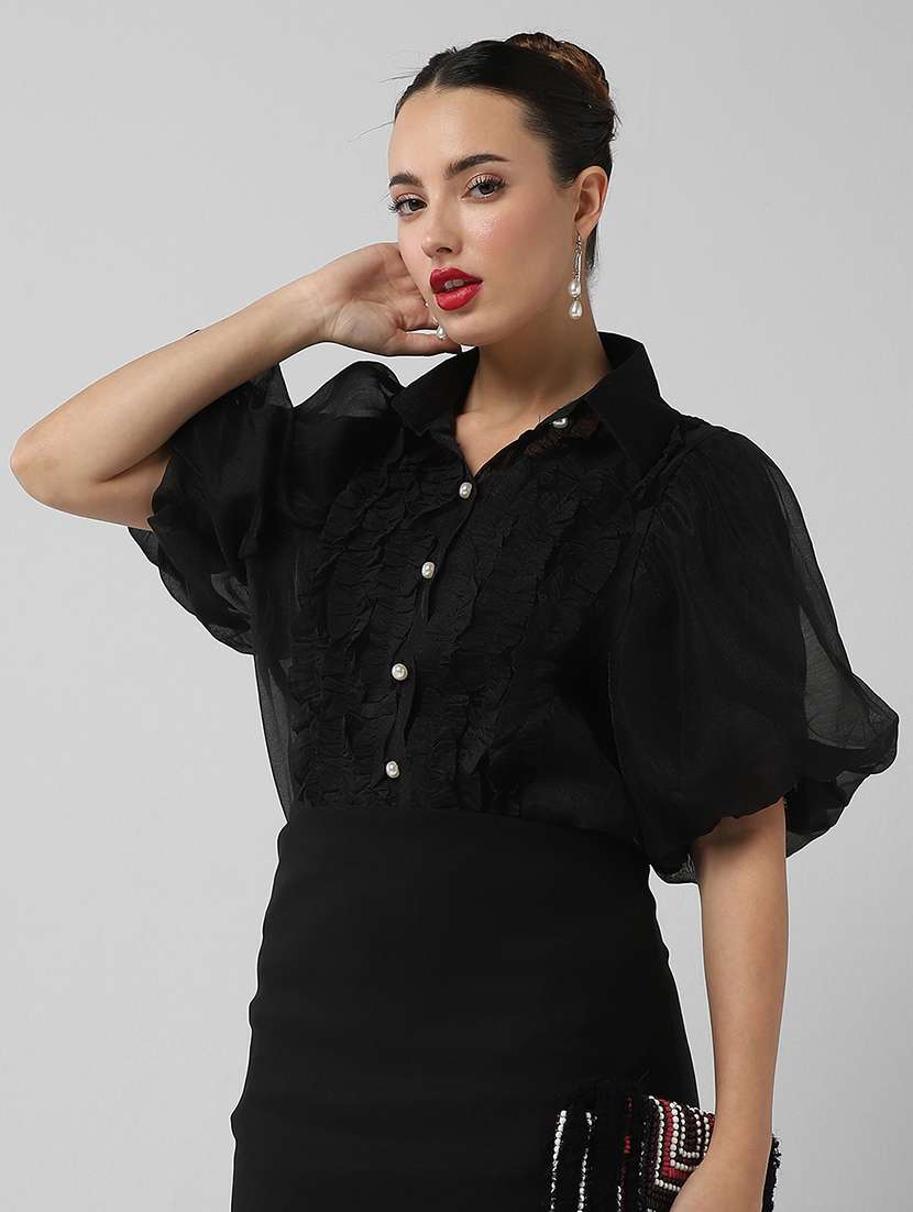 women solid collared shirt with slip - 21661701 -  Standard Image - 1