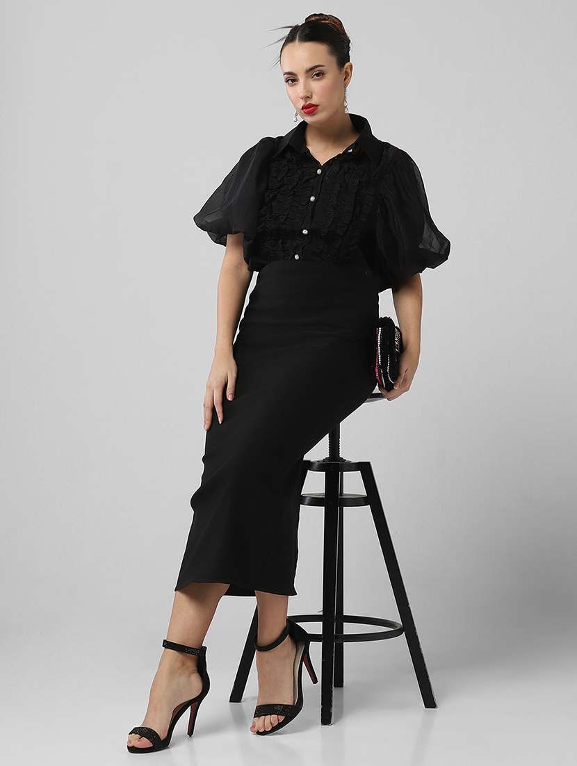 women solid collared shirt with slip - 21661701 - Standard Image - 4