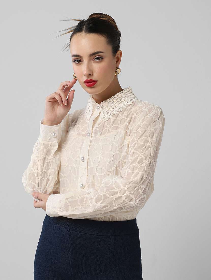 women self designed collared shirt with slip - 21661705 -  Standard Image - 1