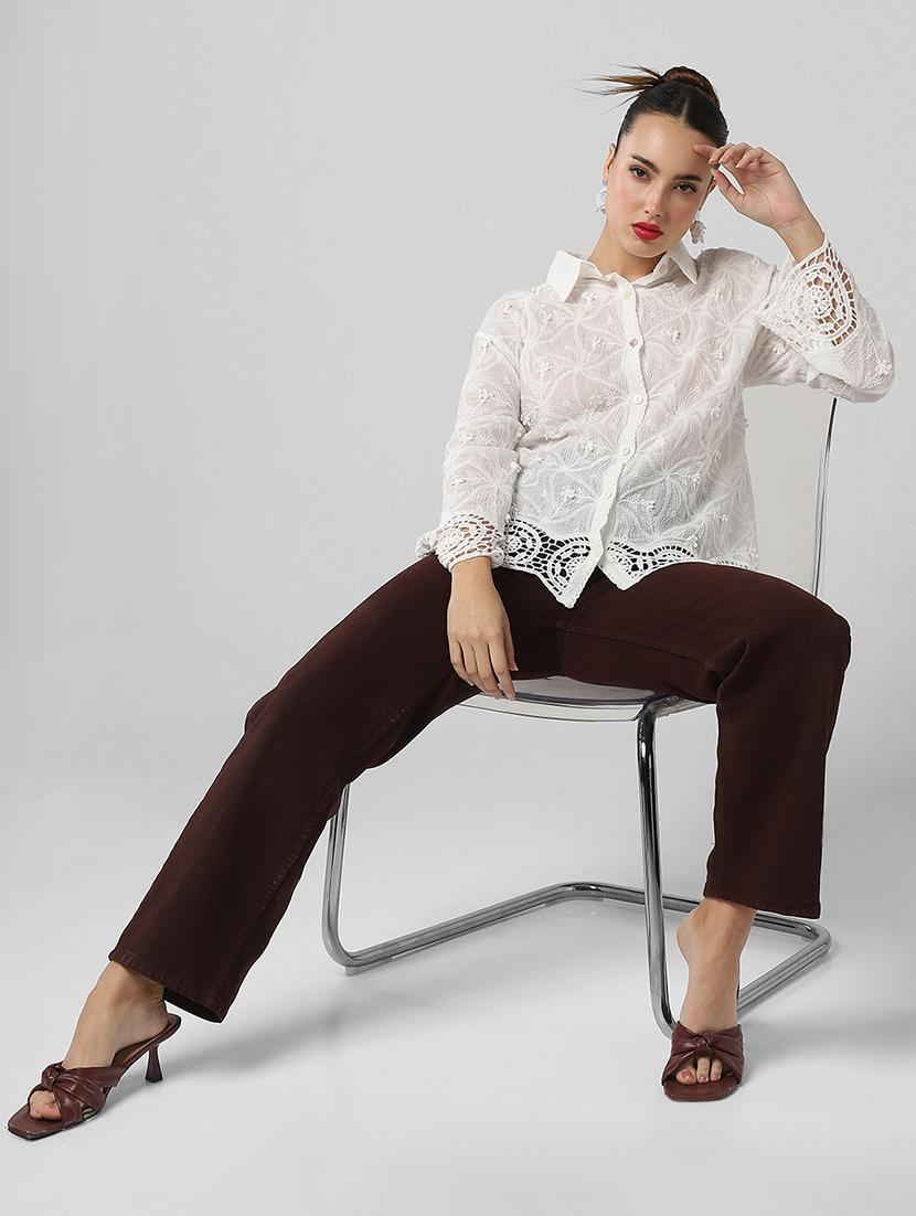 women embroidered collared long sleeves shirt - 21661710 - Standard Image - 4