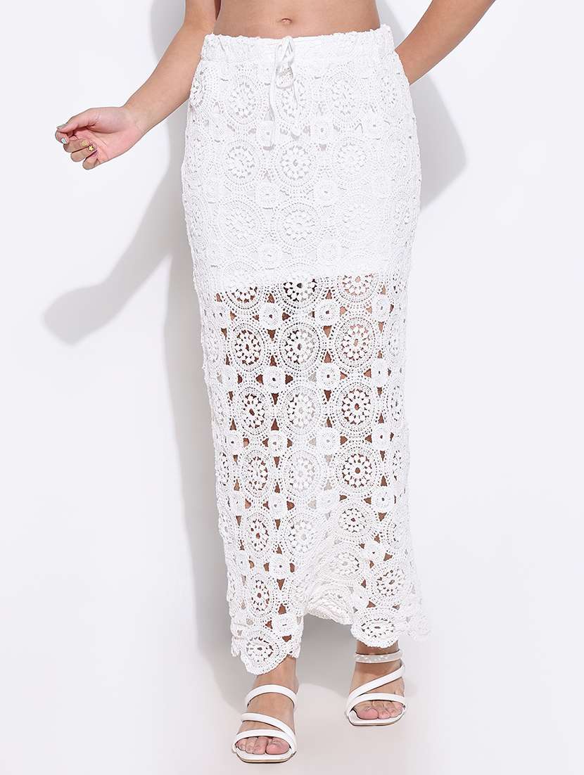 women crochet detailed high rise straight skirt - 21661735 -  Standard Image - 1