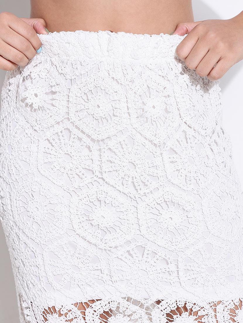 women crochet detailed high rise straight skirt - 21661738 - Standard Image - 6