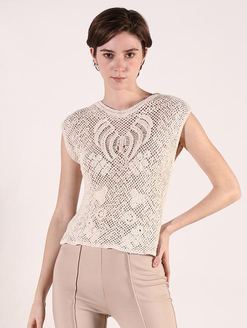 women crochet detailed sleeveless regular top - 21661743 - Standard Image - 0