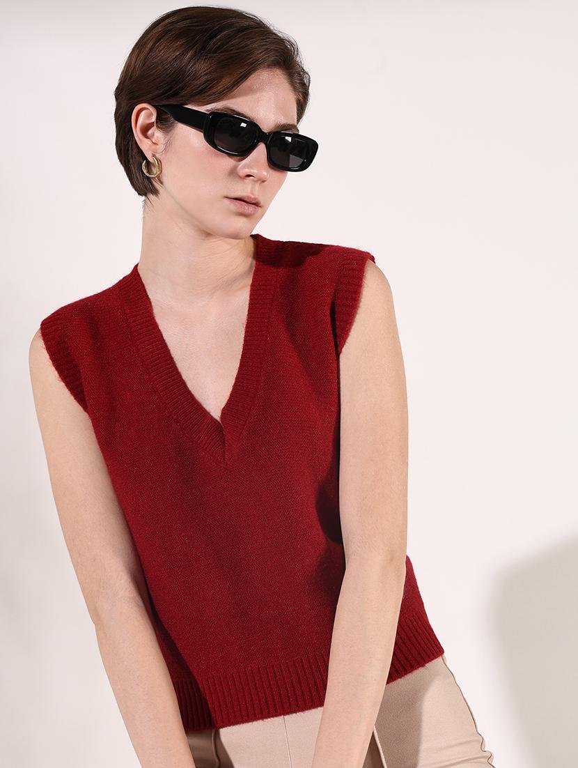 women solid sleeveless crop pullover - 21661745 - Standard Image - 1