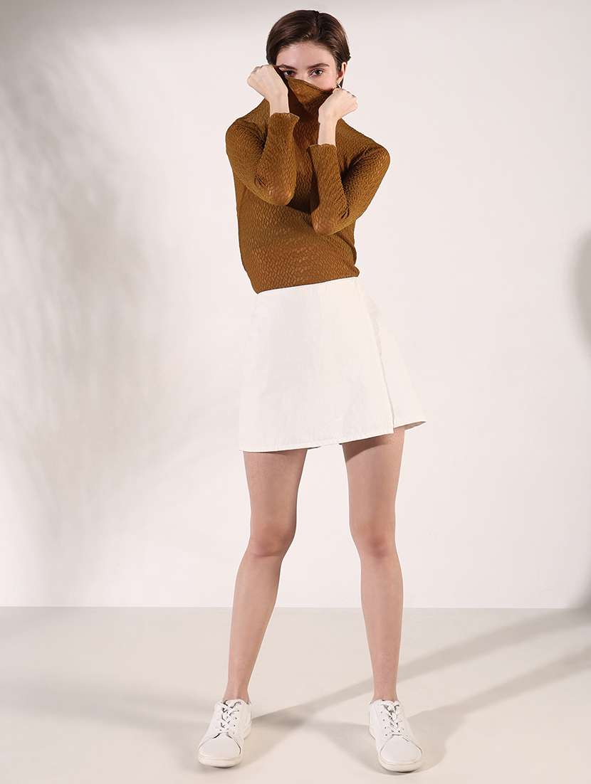 women solid high neck slim fit top - 21661747 -  Standard Image - 4