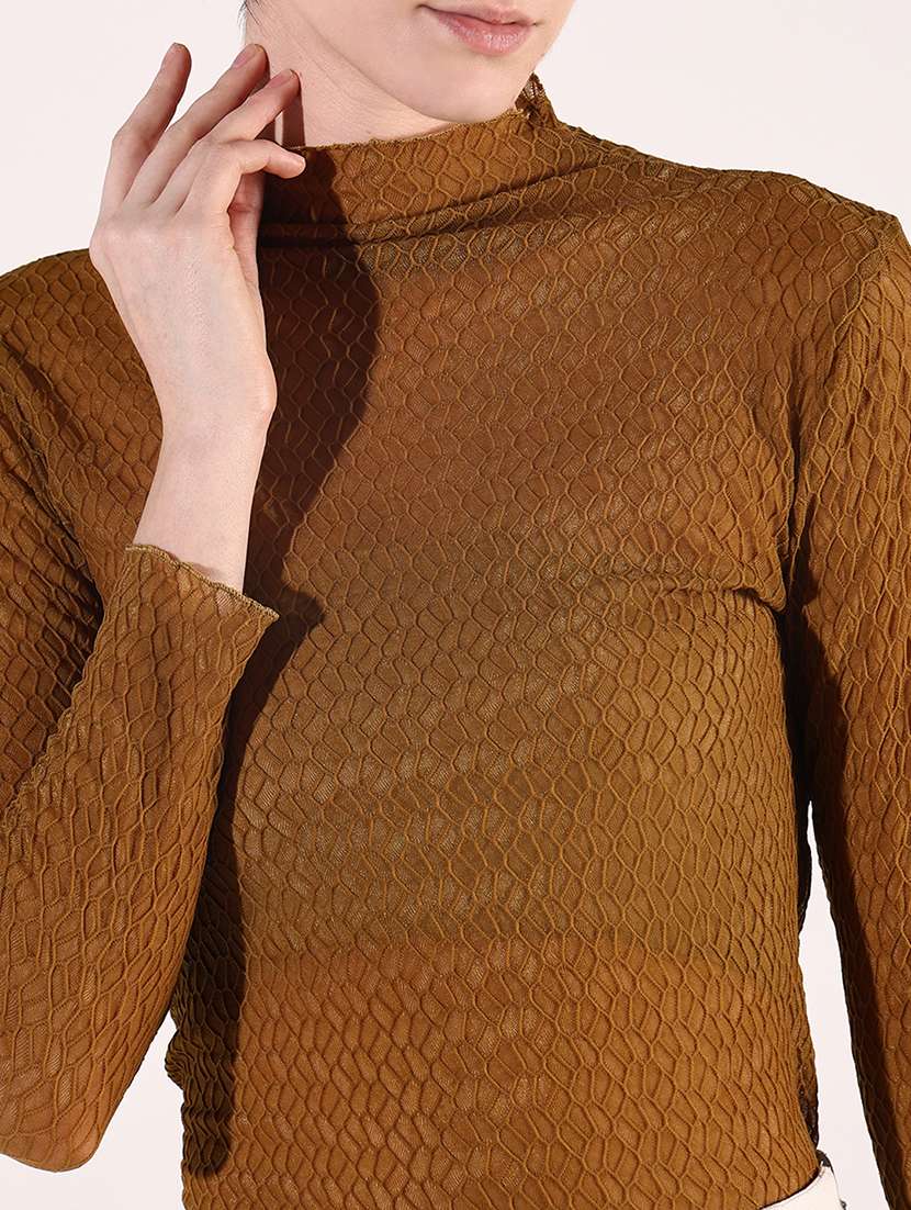 women solid high neck slim fit top - 21661747 -  Standard Image - 6