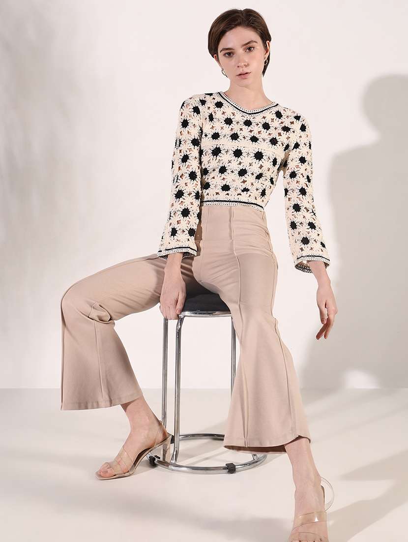 women crochet detailed long sleeves crop top - 21661753 -  Standard Image - 4