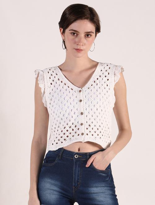 women crochet detailed crop top - 21661756 -  Standard Image - 0