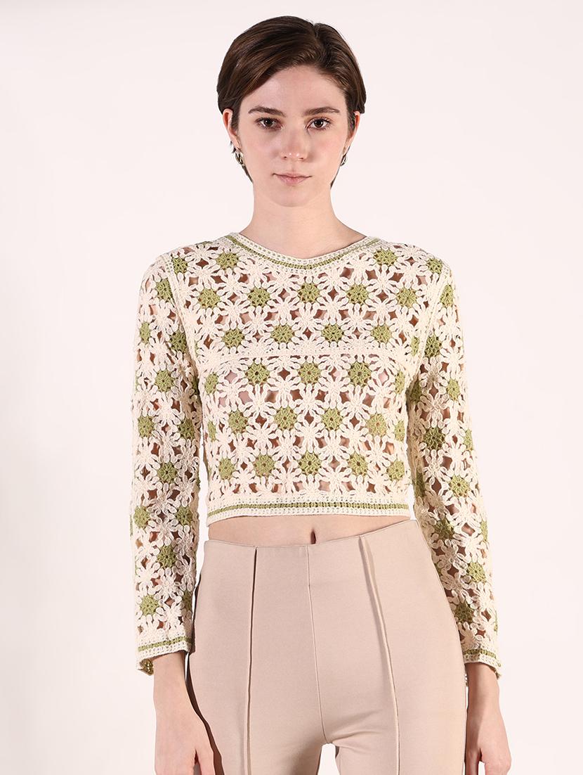women crochet detailed crop top - 21661757 -  Zoom Image - 0