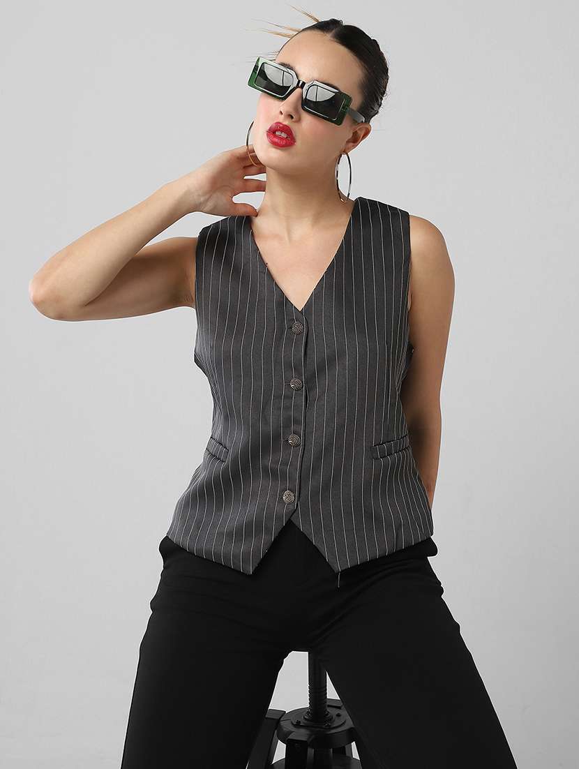 women striped sleeveless vest top - 21661776 -  Standard Image - 1