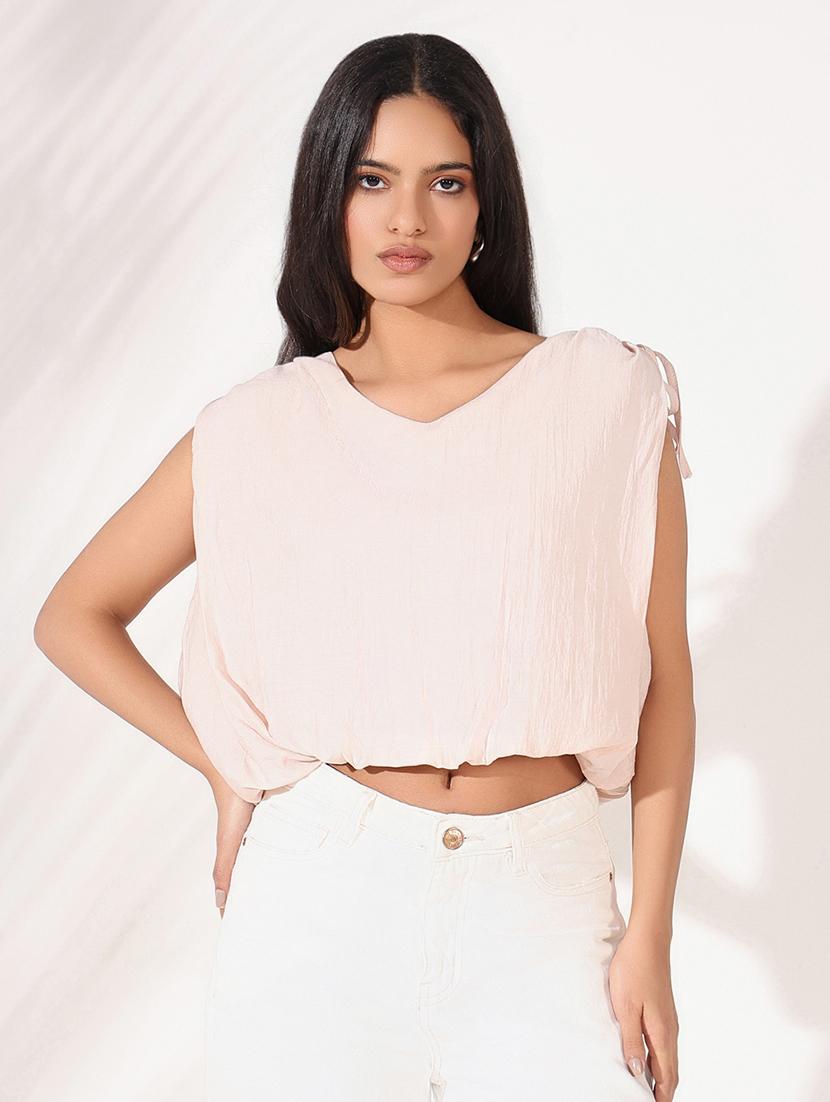 women solid sleeveless blouson top - 21661777 - Zoom Image - 0