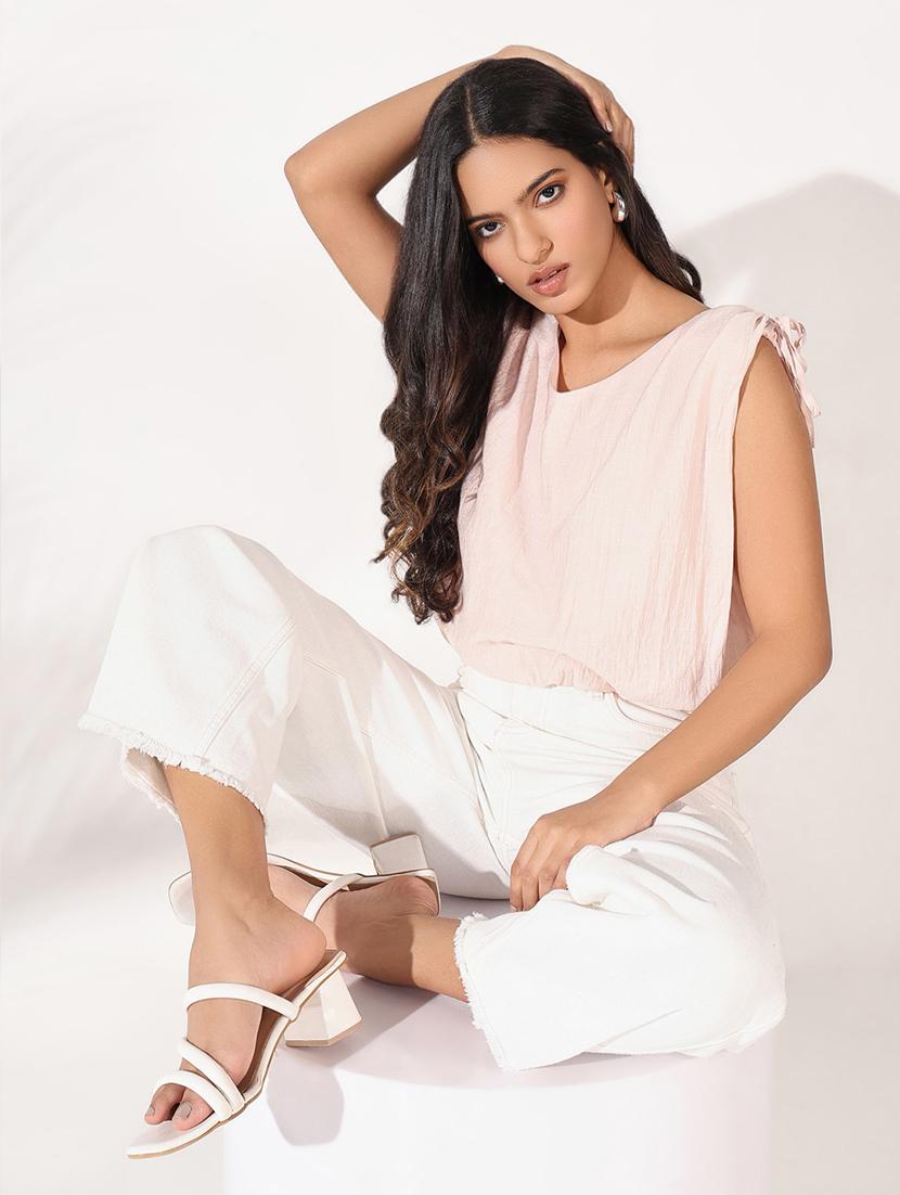 women solid sleeveless blouson top - 21661777 - Standard Image - 4