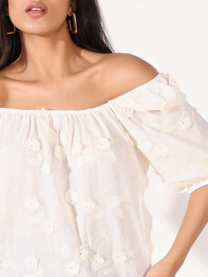 women self designed off shoulder regular top - 21661783 -  Standard Image - 6