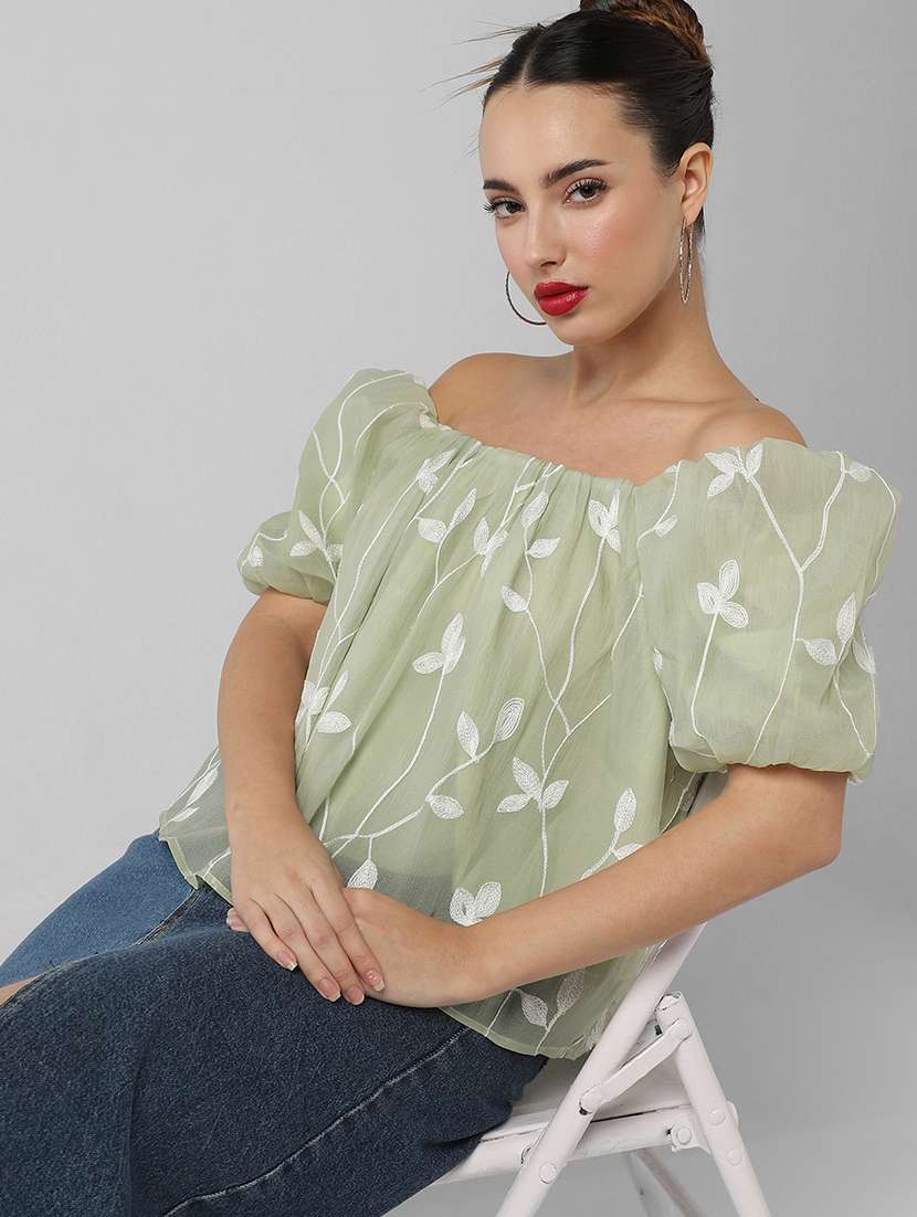 women self designed off shoulder regular top - 21661787 - Standard Image - 1