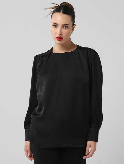 women solid long sleeves regular top - 21661789 - Standard Image - 0