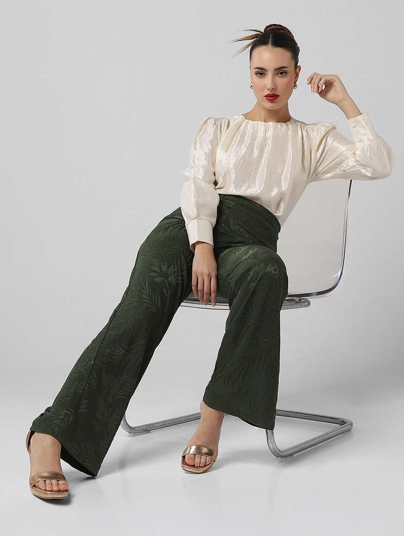 women solid puff sleeves a-line top - 21661797 -  Standard Image - 4