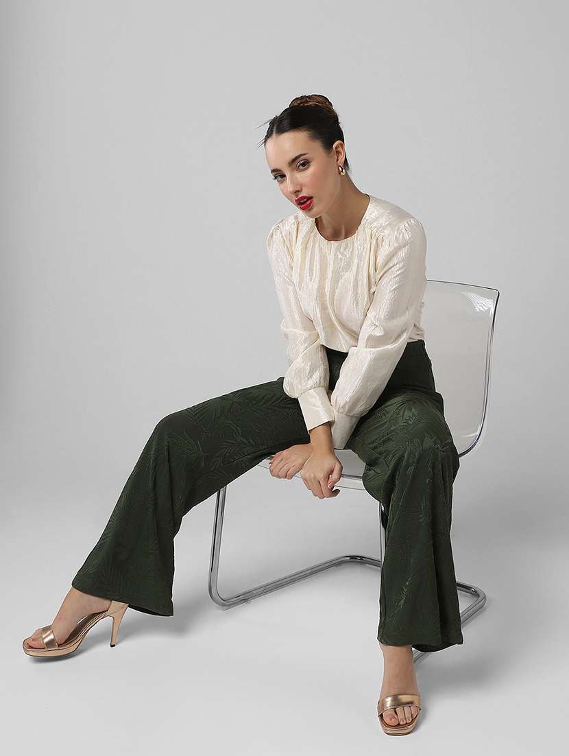 women solid puff sleeves a-line top - 21661797 -  Standard Image - 6