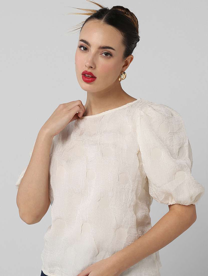 women self designed puff sleeves regular top - 21661800 -  Standard Image - 6