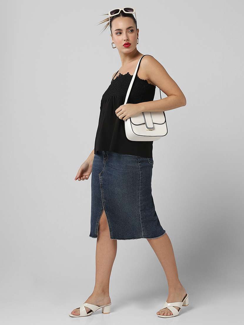 women lace detailed shoulder strap a-line top - 21661801 -  Standard Image - 4