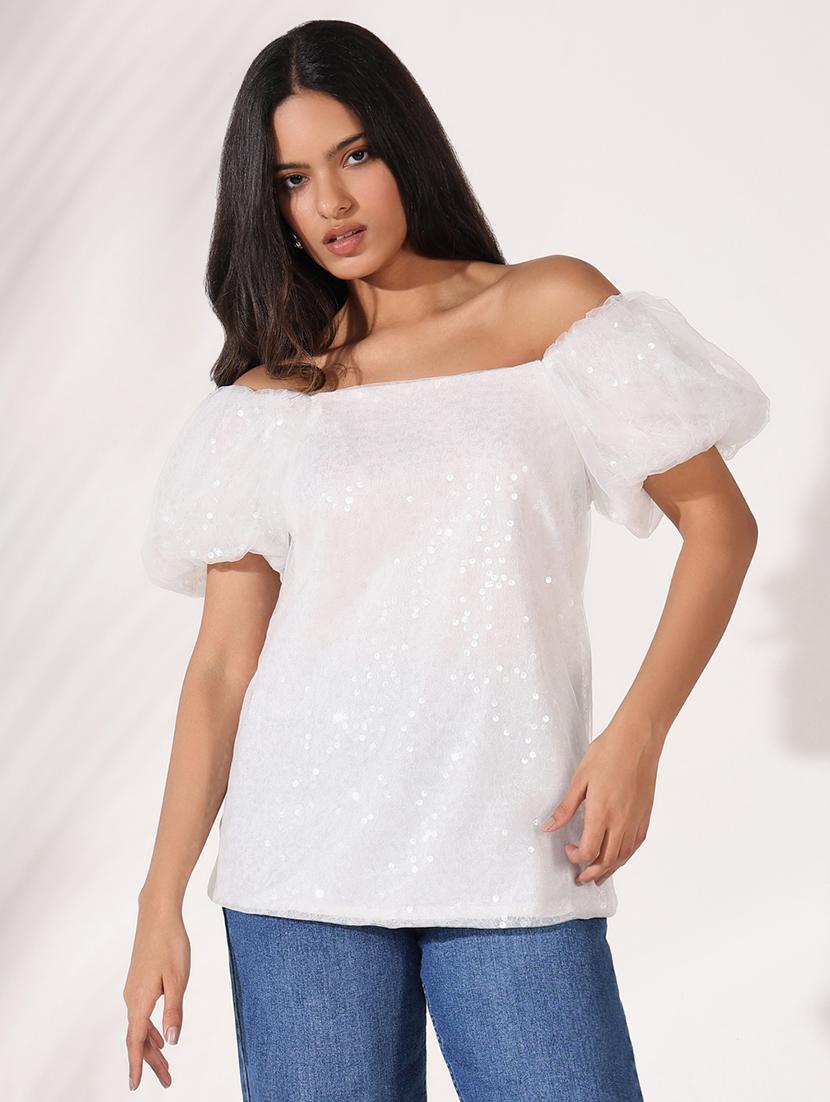 women embellished off shoulder top - 21661804 - Zoom Image - 0