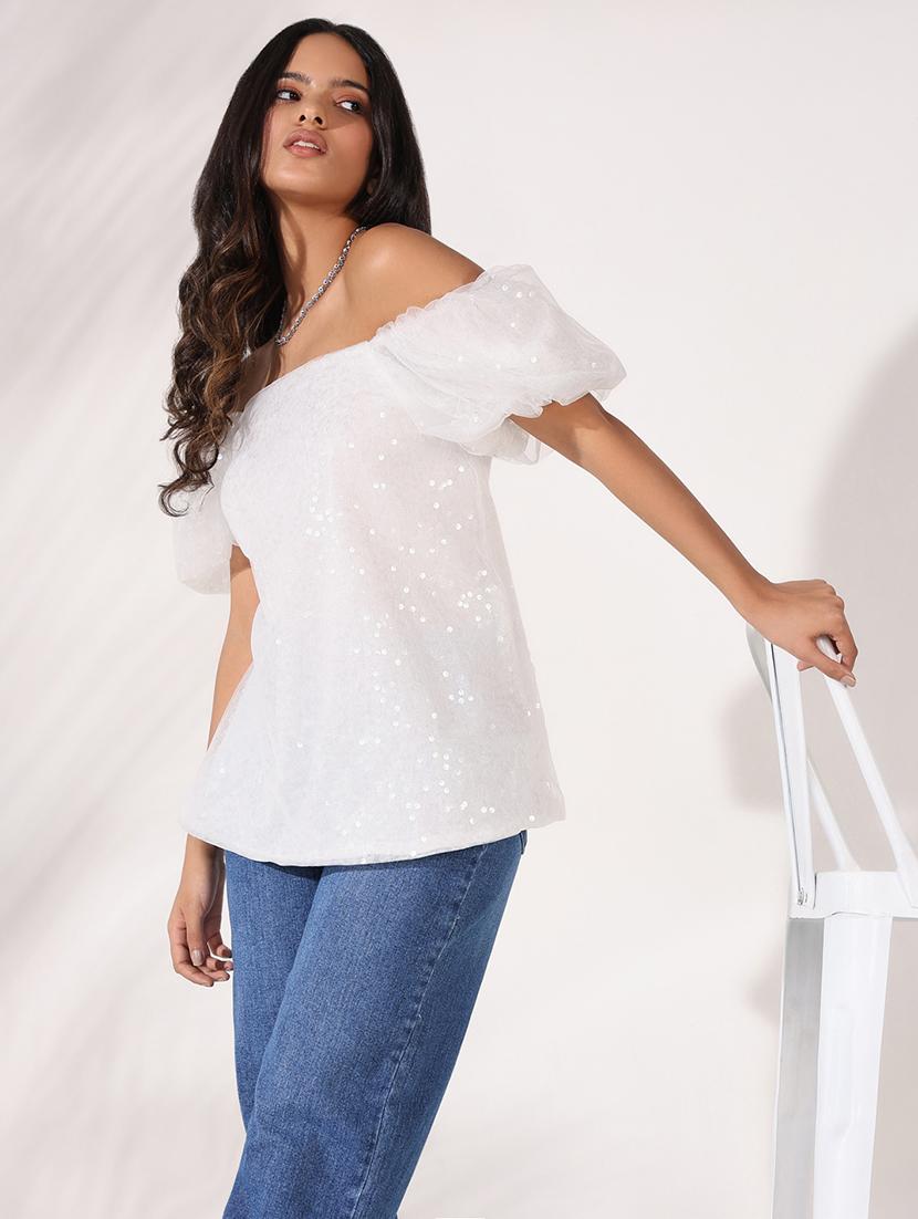 women embellished off shoulder top - 21661804 - Standard Image - 4