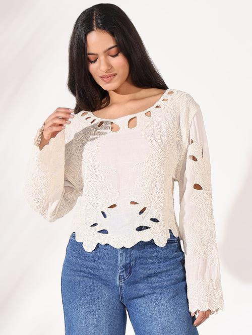 women embroidered bell sleeves top - 21661816 - Standard Image - 0