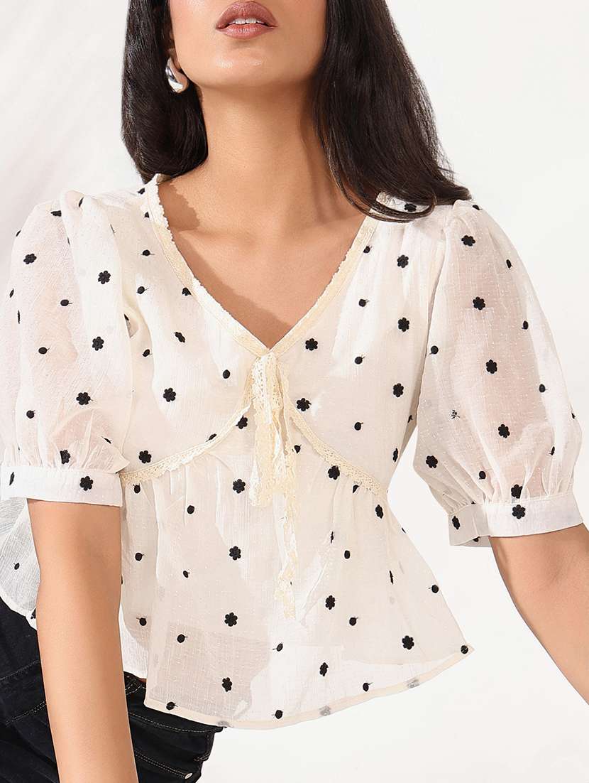 women printed puff sleeves a-line top - 21661830 -  Standard Image - 6