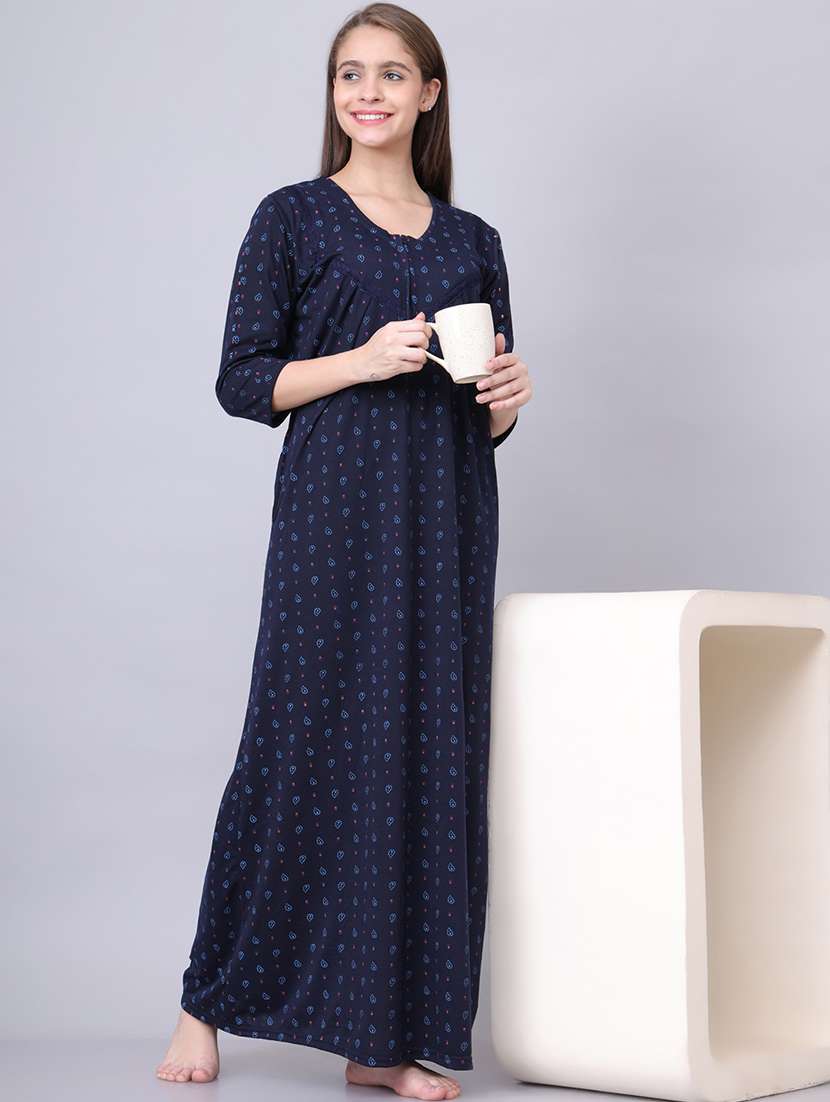 women printed round neck nighty - 21661848 -  Standard Image - 1