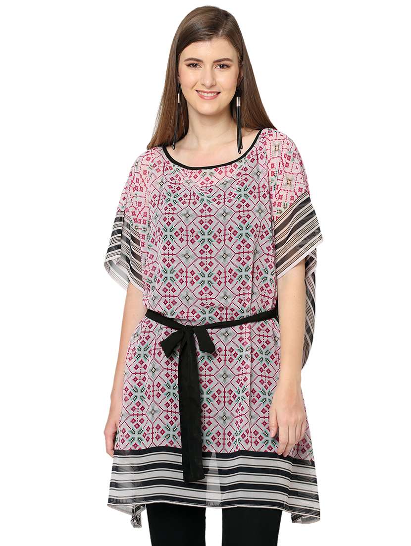women printed relaxed fit kaftan tunic