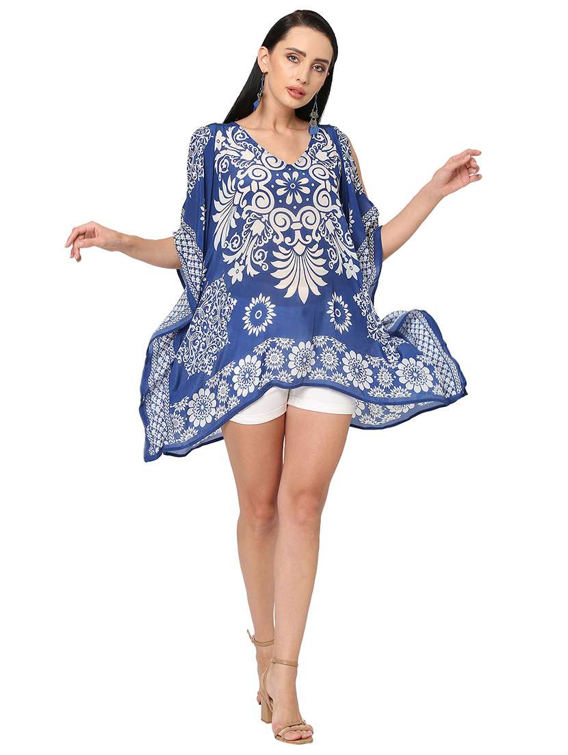 women printed relaxed fit kaftan tunic - 21661957 - Standard Image - 1
