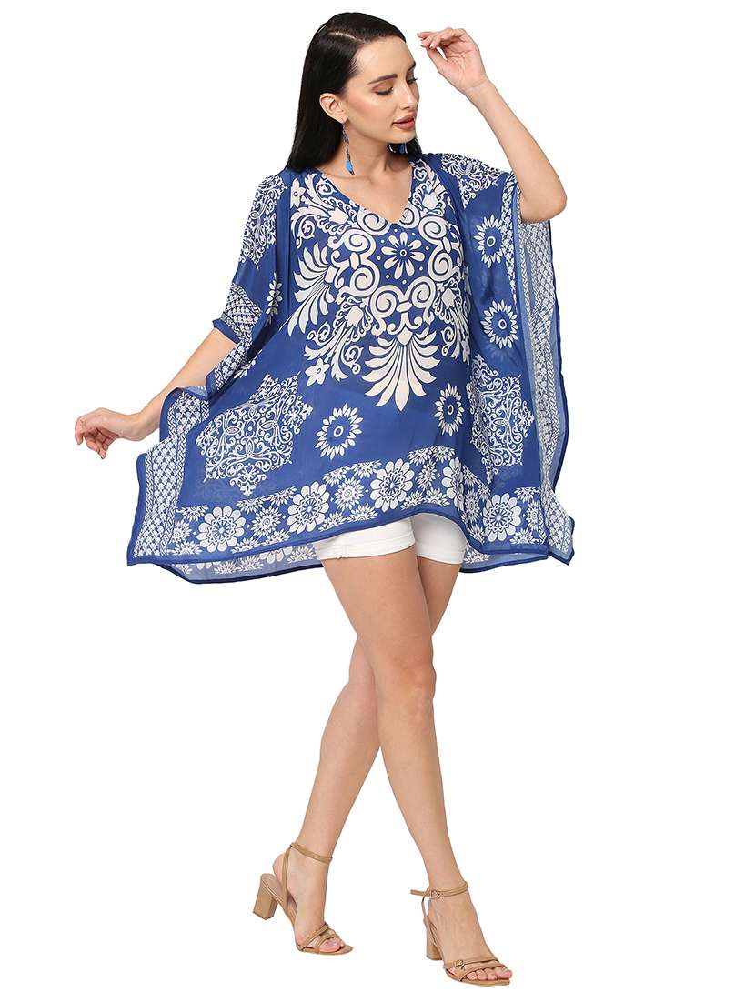 women printed relaxed fit kaftan tunic - 21661957 - Standard Image - 4