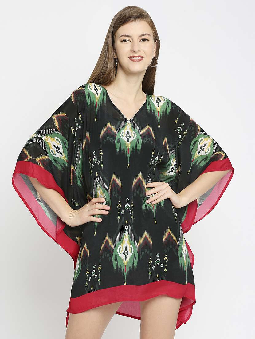 women printed relaxed fit kaftan dress