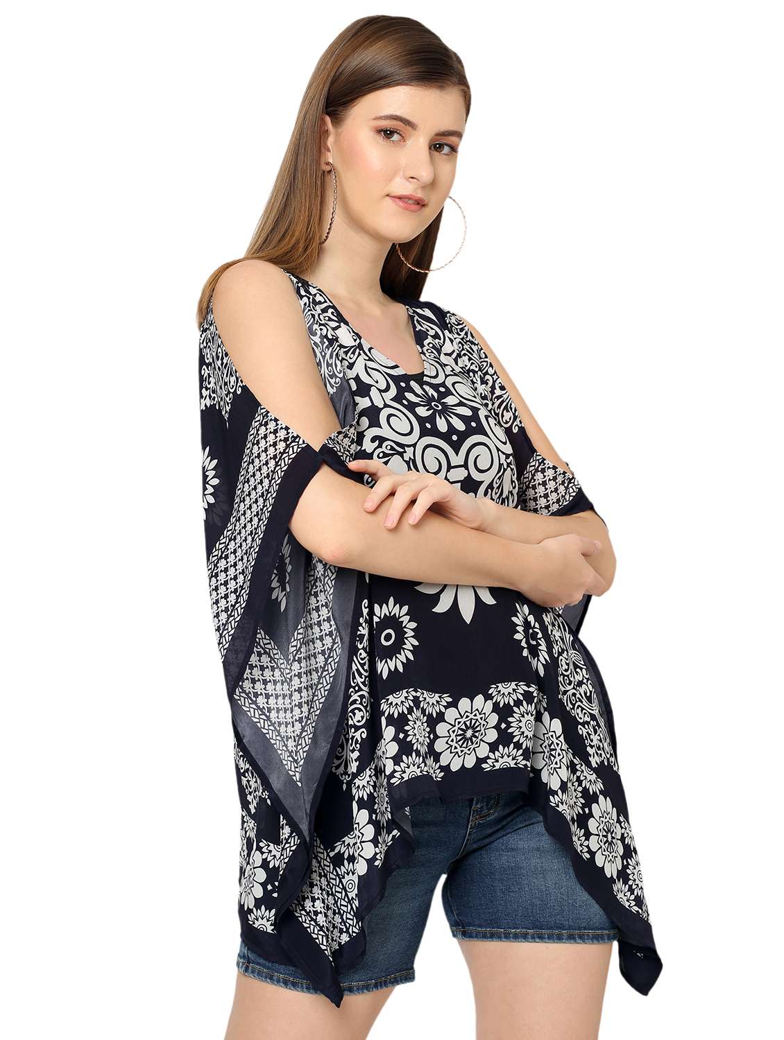 women printed relaxed fit kaftan tunic - 21661986 - Standard Image - 1