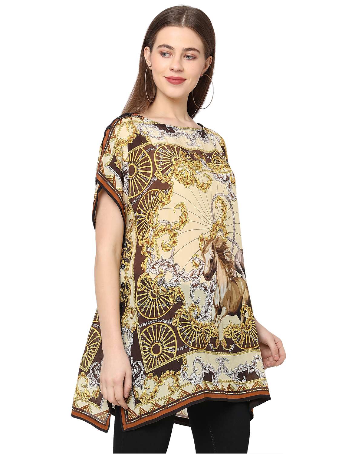women printed relaxed fit kaftan tunic - 21661988 -  Standard Image - 1