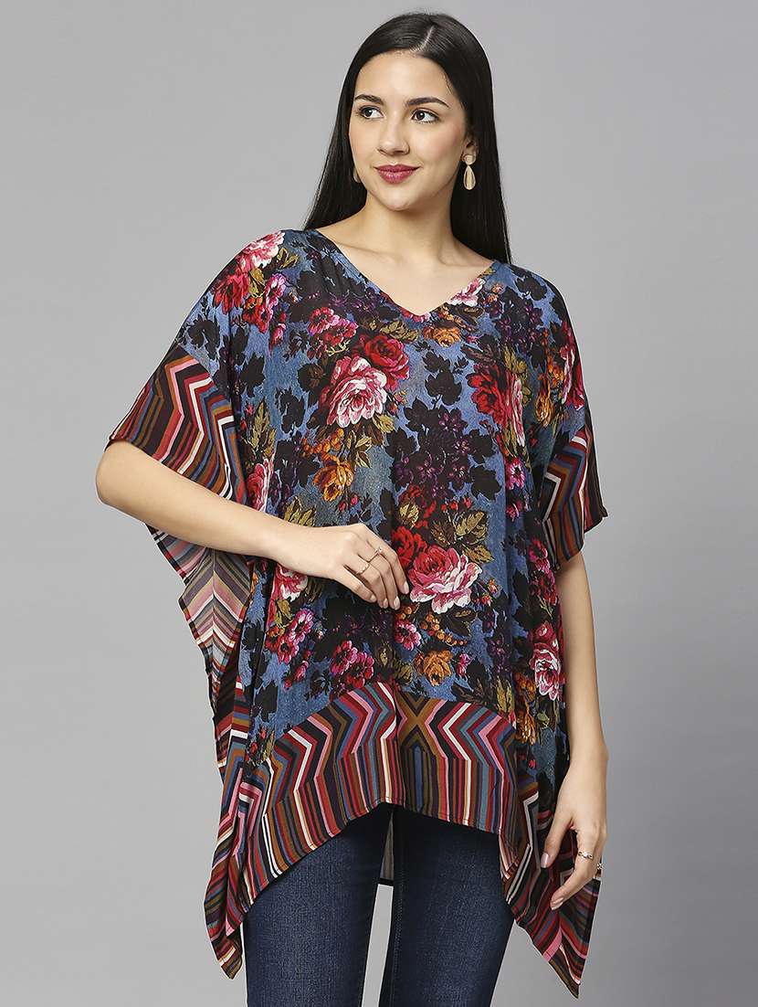 women floral print relaxed fit kaftan tunic